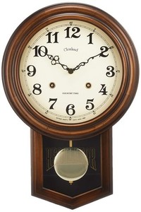 さんてる 日本製 アンティーク電波振り子時計(丸型) DQL623 ブラウン