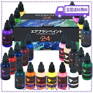 TPLOOKエアブラシ塗料24色アクリルエアブラシ塗料セット（30 ML / 1オンス）不透明＆ネオンカラーの希釈は、プラスチックモデルセラミッ