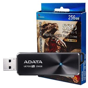 ADATA SSD パフォーマンス 256GB ハイスピード USB フラッシュドライブ UE700 PRO 最大読込速度：360MB/秒 PS4 メーカー動作確認済 ブラ