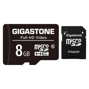 GIGASTONE 8GB MICRO SDカード, FULL HD VIDEO対応 監視カメラ アクションカメラ ドローン対応 GOPRO スポーツカメラ 読み取り速度85MB/S