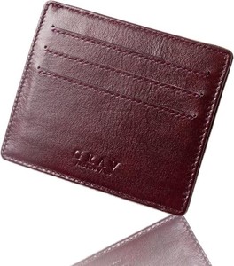 [GRAV] 薄い 財布 メンズ 本革 カードケース 札入れ 薄型 軽量 小銭入れ 本革 コンパクト (財布 薄型コンパクトタイプ:ワインレッド)