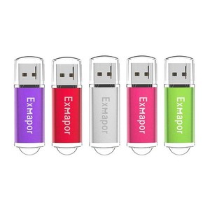 USBメモリー64ギガ EXMAPOR USB メモリ 5個セット 64GB キャップ式 メモリースティック 混合色(紫、赤、銀、ピンク、緑)