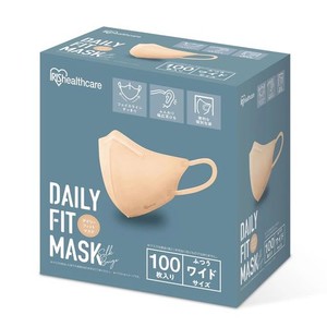 [アイリスオーヤマ] IRIS OHYAMA デイリーフィット マスク 立体 100枚入り シルクベージュ ワイドサイズ DAILY FIT MASK