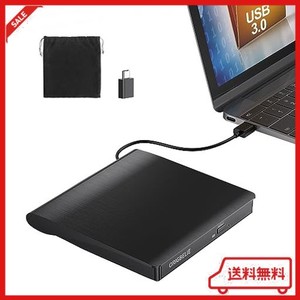 ORIGBELIE 外付け CD/DVD ドライブ、USB 3.0 CD バーナー +/-RW CD ROM ラップトップ用 ポータブルプレーヤー デスクトップ PC MAC WINDO