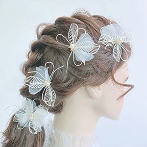 RICISUNG ヘアアクセサリー 髪飾り 結婚式 ヘッドドレス 3種類 4点セット パール ヘアピン 花 髪留め 手作り 花嫁 ウェディング 披露宴 