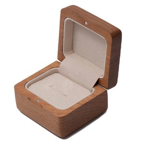 CREAN リングケース ミニ 指輪ケース 木製 プロポーズ シンプル 高級 おしゃれ ギフトボックス 小さい 持ち運び 携帯用 (ブラックチェリ
