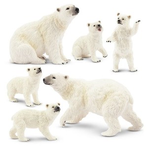 TOYMANY 6PCS動物フィギュア シロクマフィギュアセット ホッキョクグマフィギュア 北極熊 親子 冬 リアルな動物模型 ミニモデル 人気動物