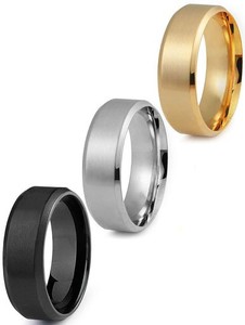 JERYWE 3個セットリング メンズ ステンレスリング 指輪 レディース 結婚指輪 シルバー ゴールド 黒 クール シンプルリング 横幅8MM 平打