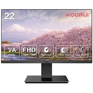 KOORUI 21.5インチ モニター PCモニター フルHD 液晶ディスプレイ モニター 75HZ VAパネル非光沢 超薄型スリムベゼル/アイケア・ブルーラ