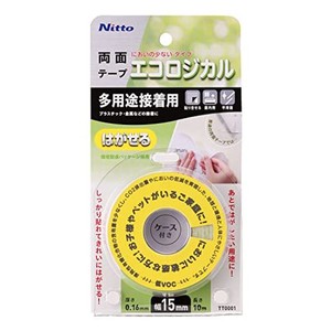 ニトムズ エコロジカル はがせる両面テープ 多用途接着用 簡単 のり残りしない 室内 幅15MMX長さ10M×厚さ0.16MM 1枚入 TT0001