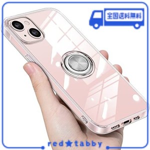 IPHONE13 用 ケース リング クリア 透明 TPU シリコン 耐衝撃 薄型 スタンド機能 360回転 落下防止 車載ホルダー ストラップホール付き 