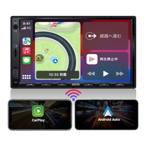 ATOTO F7WE 7インチ ダブルDIN オーディオ ナビ, ワイヤレスCARPLAY, ANDROID AUTO, IPSディスプレイ, ミラーリンク、BLUETOOTH、FM/AM、