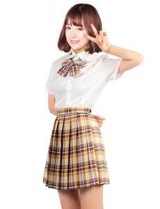 [OHYEAHLADY] 制服 コスプレ 女子高生 セーラー服 大きいサイズ 半袖 シャツ プリーツスカート リボン 制服 セット 可愛い 学生服 女の子