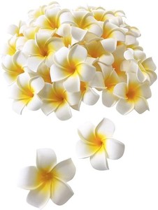 XIANGDINGG プルメリア 造花 花のみ ハンドメイド DIY用品 飾りつけ 装飾 アクセサリー ホワイト 4CM 30個