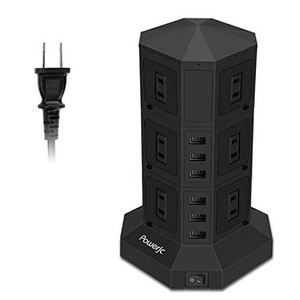 電源タップ 縦型コンセント タワー式 オフィス・会議用 USB急速充電 3M スイッチ付 12口 ３層-POWERJC