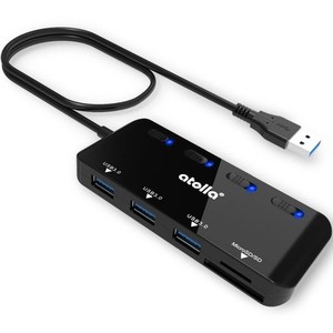 ATOLLA SDカードリーダー USB3.0 カードリーダー USBハブ 5-IN-1 USB3.0ポート+SD&TF/MICROSDカードリーダー 