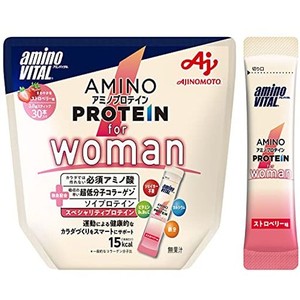 味の素 アミノバイタル アミノプロテイン FOR WOMAN ストロベリー味 スティック 30本入パウチ アミノ酸 BCAA EAA ソイプロテイン コラー