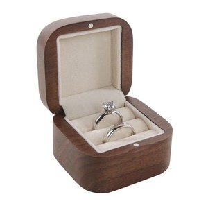 ウォールナット材 指輪 ケース 木製 ペアリングケース 婚約指輪二個のリング収納可能 ピアス ジュエリー 収納ケース 持ち運べるサイズ リ