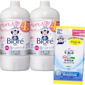 【医薬部外品】ビオレU 泡ハンドソープ フルーツの香り つめかえ用 770ML×2個 + ビオレU 除菌やわらかウェットシート 10枚入