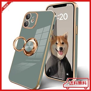 IPHONE12 MINI ケース リング付き スマホケース IPHONE 12 MINI 耐衝撃 メッキ加工 TPU 携帯カバー 車載ホルダー 360度回転 多機能 スタ