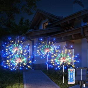 DALUGO イルミネーションライト ソーラー LED ストリングライト 屋外 防水 ガーデンライト 花火型 4輪 640LED USB充電可能 大容量ソーラ