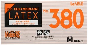 リーブル ラテックス手袋 ノンパウダー ポリマーコート エンボスタイプ NO.３８０ Ｍサイズ （１００枚入）