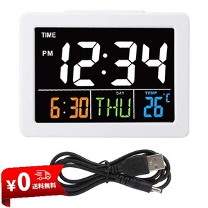 MARVELLOUS 目覚まし時計、カラー大画面LCD電子デスク目覚まし時計、寝室用温度日付表示付きベッドサイドとデスク(5.3 X 1.8 X 3.9インチ