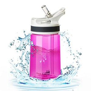 ACECAMP BPAフリー 子供 水筒 プラスチック、ストロー付き、TRITAN製 クリアウォーターボトル 350ML、赤