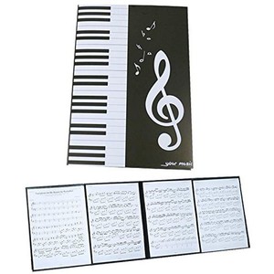 OVERISUS 楽譜ファイル 2面 4面 台紙 スコアカバー 譜面 書き込み できる 長い 楽譜 も 見やすい 見開き A4 サイズ (ブラック)