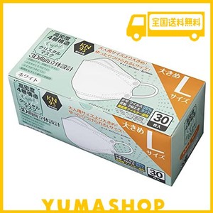 [aena] 4層構造 不織布マスク ( ホワイト / lサイズ：大きめ / 30枚入 ) おしゃれ マスク 使い捨て 立体マスク ( 大人用 / 耳が痛くなり