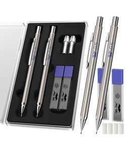 MR. PEN- シャープペンシル 0.5 2本パック メタルシャープペンシル リードと消しゴム付き 製図用鉛筆 シャープペンシル 0.5シャープペン