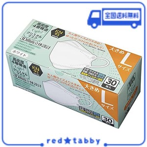 [AENA] 4層構造 不織布マスク (ホワイト/Lサイズ：大きめ / 30枚入) おしゃれ マスク 使い捨て 立体マスク (大人用/耳が痛くなりにくい/