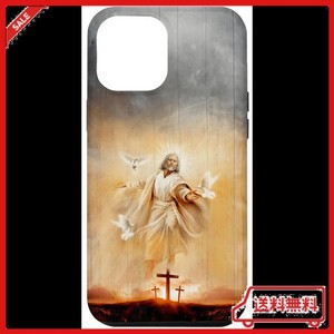 IPHONE 15 PRO MAX AMAZING JESUS PAINTING PRETTY DOVE描画 オレンジ スマホケース