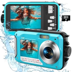 4K デジカメ 防水 水中カメラ 防水カメラ 3M防水 ケース不要 デュアルスクリーン 自撮可能 操作簡単 防水 軽量 コンパクト1250MAHバッテ