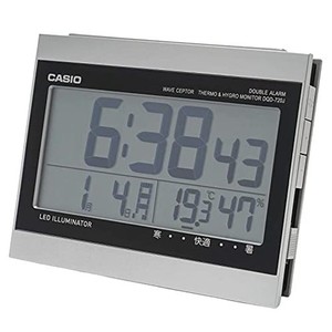 CASIO(カシオ) 目覚まし時計 電波 シルバー デジタル ダブルアラーム 温度 湿度 カレンダー 表示 DQD-720J-8JF