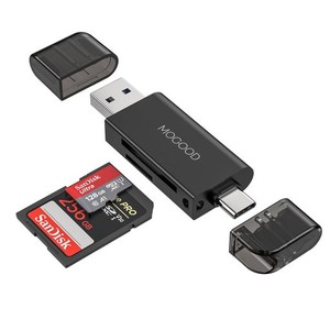 MOGOOD SDカードリーダー、USB 2.0メモリカードリーダー、MICRO SDアダプターダブルコネクタ、SDXC、SDHC、SD、MMC、RS-MMC、MICRO SDXC