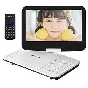 【新機種】ポータブルDVDプレーヤー TOPCONY 12.5型 持ち運び 車載 10.5インチ 液晶画面付き CDプレーヤー ダブルスピーカー 充電式バッ