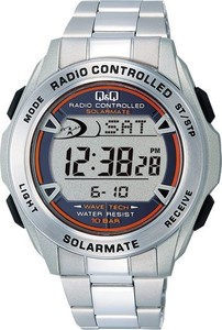 [シチズン Q&Q] 腕時計 デジタル 電波 ソーラー 防水 日付 メタルバンド MHS7-200 メンズ シルバー