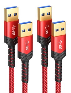 JSAUX USB 3.0 ケーブル【1M+2M 】2本セットUSB 3.0 A (オス) - A(オス) USB TO USBケーブル 金メッキコネクタ 