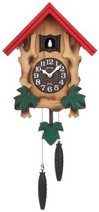 リズム(RHYTHM) 鳩時計 掛け時計 【 日本製 】 MADE IN JAPAN カッコーメルビルR 本格的ふいご式 ブラウン 48.8(振子まで、重錘含まず)×