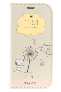 PEANUTS スヌーピー IPHONE 14/13 ケース 手帳型 窓付き (スヌーピー/フラワー)