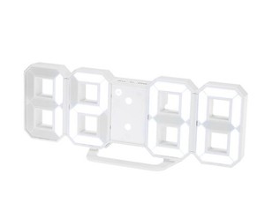 HAOLONG LED 壁掛け デジタル時計 - 3D 立体 WALL ウォール CLOCK アラーム機能付き 置き時計 ホワイト