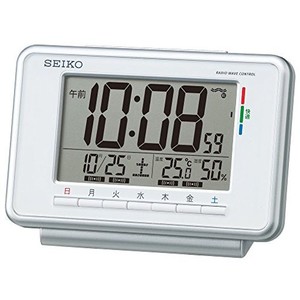 セイコー クロック 目覚まし時計 電波 デジタル ウィークリー アラーム カレンダー 快適度 温度 湿度 表示 白 SQ775W SEIKO