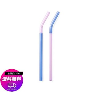 アマブロ ツートーン グラス ストロー AMABRO TWO TONE GLASS STRAW 1711 ブルーXピンク