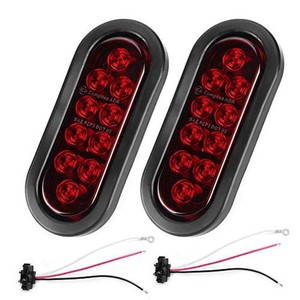 akozon ウインカー サイドマーカーライト 10led 6インチ ストップ ターンシグナル ブレーキ マーカーランプ テールランプ 防水 楕円形 ト