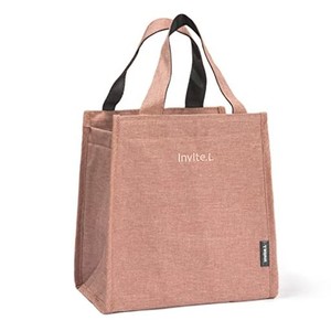 保冷バッグ、ファスナー付きランチバッグ、軽くてコンパクトなトートバッグ、保温バッグ (ピンク)