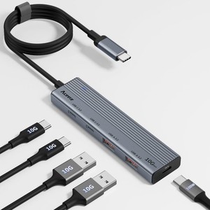 ACEELE USB C ハブ10GBPS 5ポート拡張 USB 3.2 GEN 2 ハブ 100W PD急速充電 100CM ケーブル付き 2XUSB-A ポートと 2XUSB-C ポート USB 3.