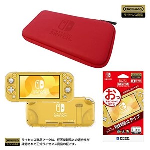 ホリ NINTENDO SWITCH LITE専用 スリムハードポーチレッド+PCハードカバー+液晶保護フィルムピタ貼りセット【NINTENDO SWITCH LITE専用】