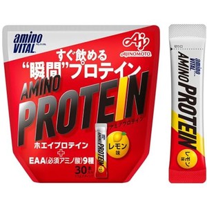 味の素 アミノバイタル アミノプロテイン レモン味 30本入パウチ アミノ酸 BCAA EAA ホエイプロテイン シェイカー不要 計量不要 携帯性