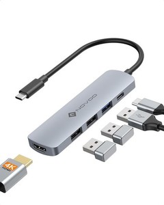 NOVOO 4K HDMI USB C ハブ 5-IN-1 TYPE-C ハブ【4K@30HZ HDMI+3USB A 高速データ転送+PD100W 急速充電】USB ハブ USB-C アダプター タイ